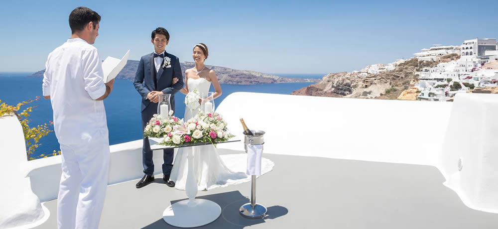 ギリシャ・サントリーニ島、カティキエスホテル結婚式