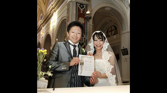 アマルフィ海岸・アトラーニ、聖マリア・マッダレーナ教会の先輩カップル S.S様＆S.K様